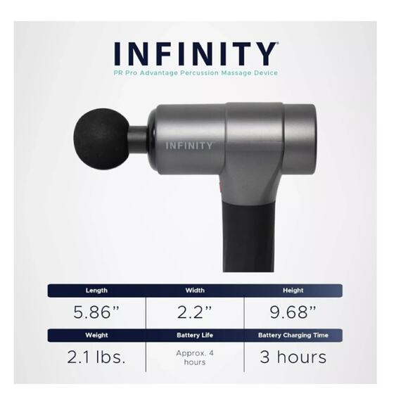 Infinity PR Pro Advantage 45W Cordless Massage Gun with 6 Heads - Platinum - Picture 1 of 5